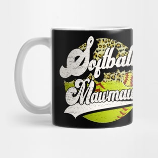 Softball Mawmaw Vintage Leopard Softball Family Matching Mug